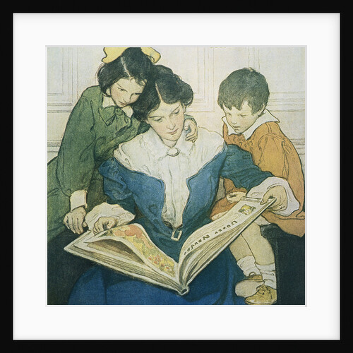 Illustration of a Mother and Children Reading by Jessie Willcox Smith