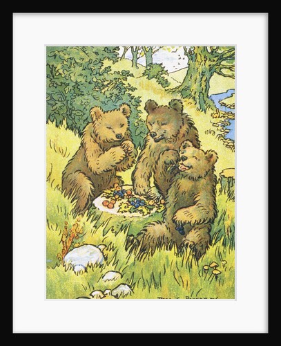 Illustration Depicting Three Picnicking Bears by Rosa C. Petherick