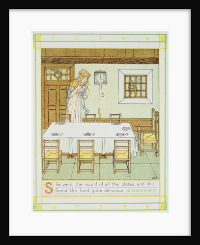 Book Illustration of Snowdrop Tasting the Dwarfs' Food by W.C. Drupsteen