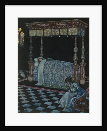 Illustration Depicting Sleeping Beauty and Her Attendant Asleep by W. Heath Robinson
