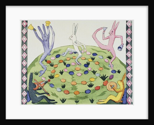 Illustration of Frolicking Easter Rabbits by Konrad Ferdinand von Freyhold