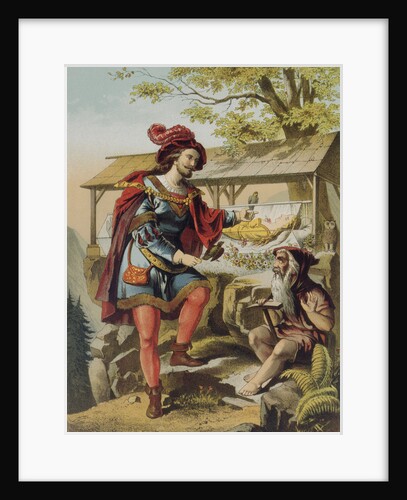Illustration of Snow White, the Prince and a Dwarf by Carl Offterdinger