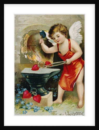 To My Valentine Postcard with Cupid at a Forge by Anonymous