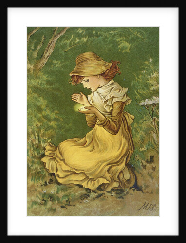 Book Illustration of Kneeling Girl by M. Ellen Edwards