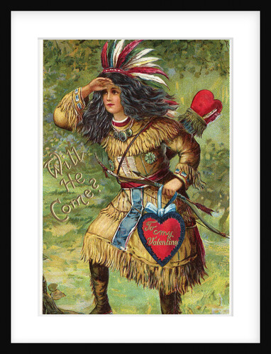 Will He Come? Valentine Postcard by Anonymous