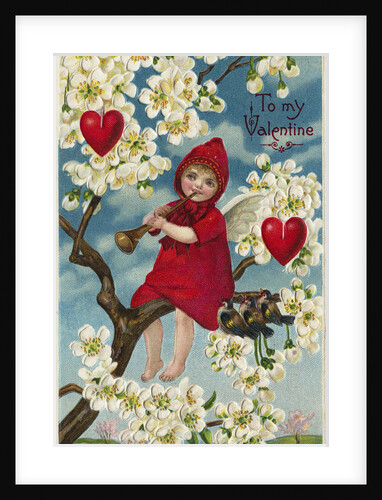 To My Valentine Postcard with a Cherub in a Tree by Anonymous