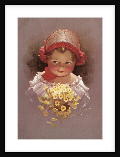 Postcard of a Little Girl with a Bouquet by Knoefel