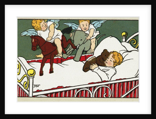 Postcard of Two Cherubs and a Sleeping Child by Anonymous