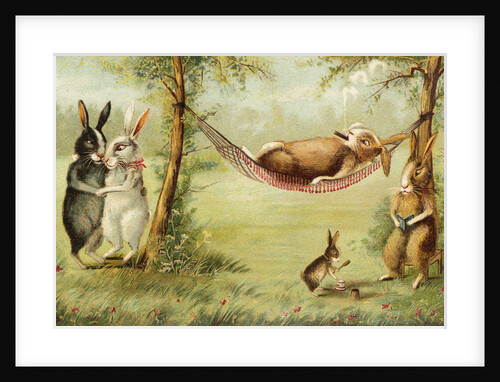 Postcard of Relaxing Rabbits by Anonymous