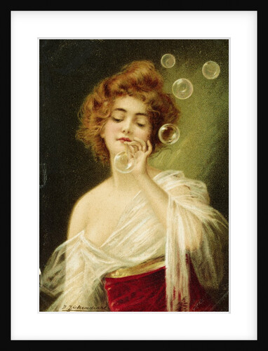 Postcard of Woman Blowing Bubbles by B. Zickendraht