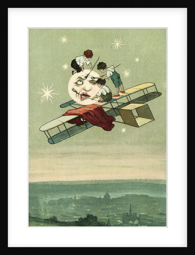 Postcard of Boys Dusting the Man on the Moon by Anonymous