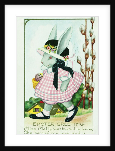 Easter Greeting Postcard with Miss Molly Cottontail by Anonymous
