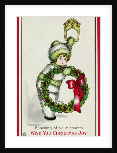 Knocking at Your Door to Wish You Christmas Joy Postcard by Pauli Ebner