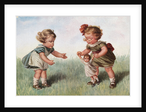Postcard with Little Girls and a Doll by Anonymous