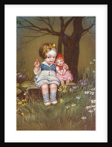 Postcard with a Little Girl and Her Doll by Anonymous