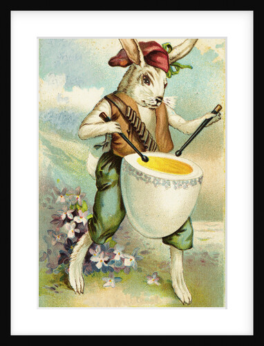 Easter Postcard of Bunny Playing an Egg Drum by Anonymous