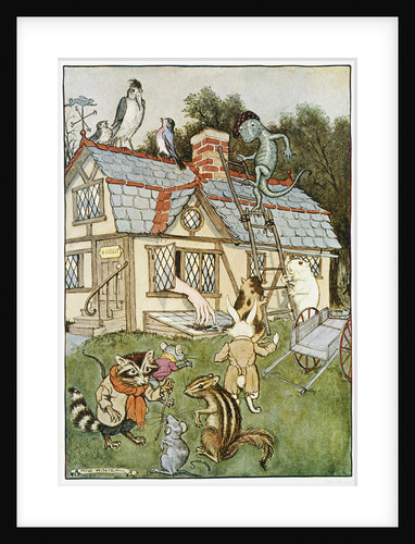 Illustration Showing Alice Cramped Inside the White Rabbit's House by Milo Winter