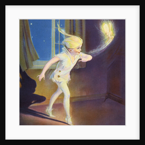 Book Illustration of Peter Pan Tiptoeing with Tinkerbell by Roy Best