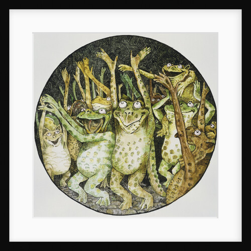 Book Illustration of Frogs Celebrating by John D. Batten
