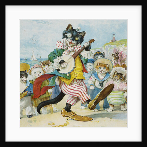 Book Illustration of a Cat Playing a Banjo by Anonymous