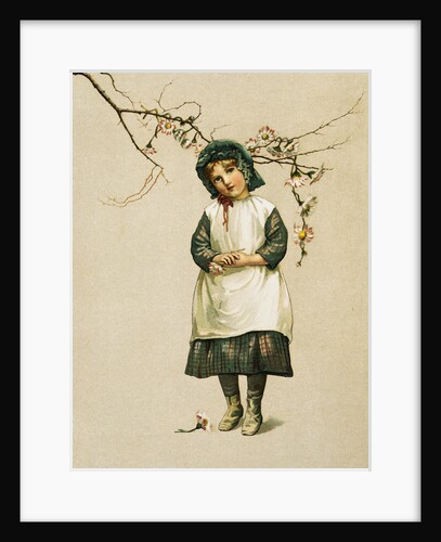 Illustration of a Girl with Daisies by Anonymous