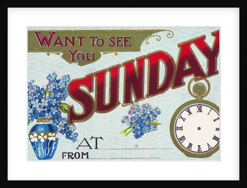 Want to See You Sunday Postcard by Anonymous