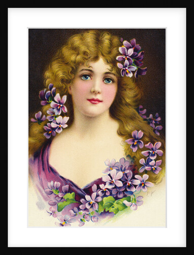 Postcard of a Woman Wearing Violets by Anonymous