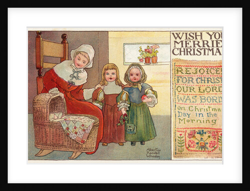 Wish You Merrie Christmas Postcard by Albertine Randall Wheelan