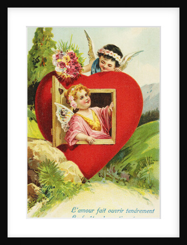 L'Amour Fait Ouvrir Tendrement la Fenetre du Sentiment Postcard by Anonymous