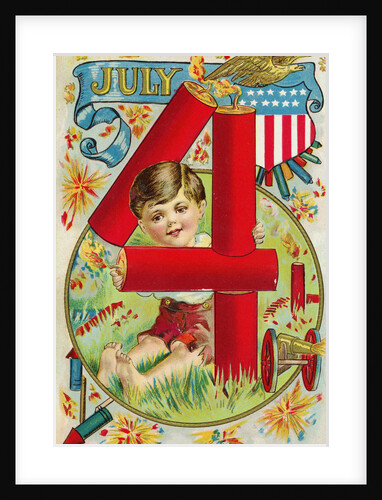 July 4 Postcard with Firecrackers by Anonymous