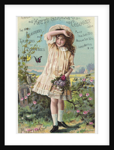 Hoyt's German Cologne Trade Card with a Girl and Butterflies by Anonymous
