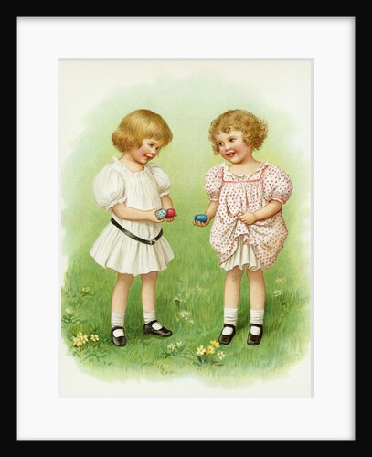 Illustration of Little Girls with Easter Eggs by Ida Waugh