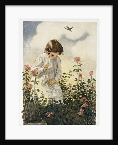 Illustration of a Girl and a Spider Web by Jessie Willcox Smith