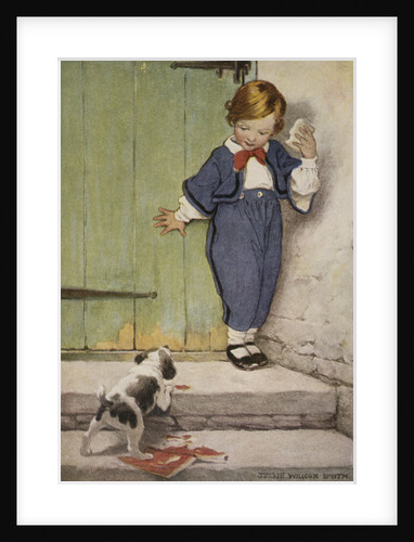 Illustration of a Boy and a Puppy by Jessie Willcox Smith
