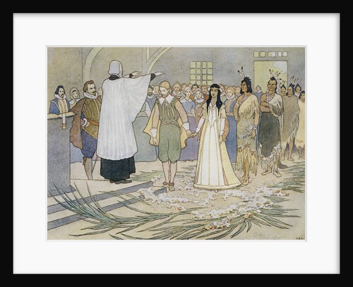 Illustration of the Marriage of Pocahontas and John Rolfe by E. Boyd Smith