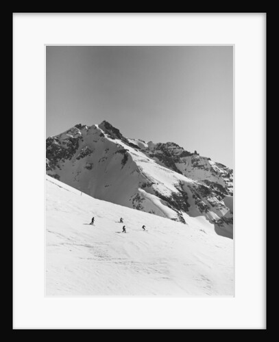 Skiers Skiing Down Mountain by Anonymous