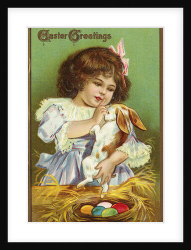 Easter Greetings Postcard with Girl by Anonymous