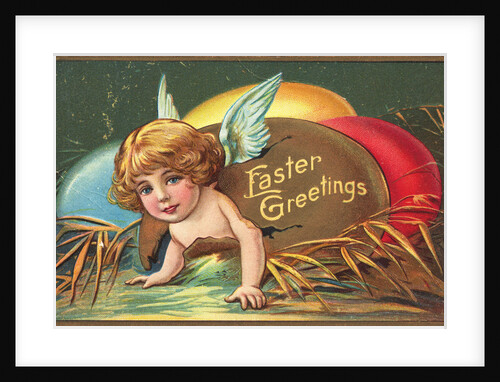 Easter Greetings Postcard with Cherub by Anonymous