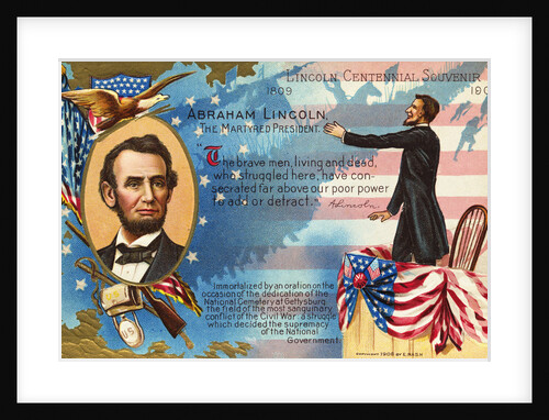 Abraham Lincoln Postcard with Battle of Gettysburg by Anonymous