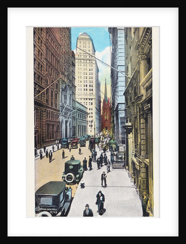 Wall Street Looking West, New York City Postcard by Irving Underhill