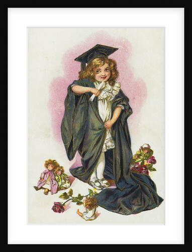 Postcard with a Young Girl in Cap and Gown by Anonymous