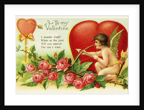 To My Valentine Postcard with Cupid and Hearts by Anonymous