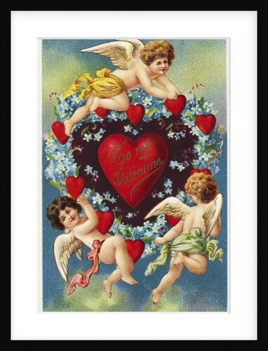To My Valentine Postcard with a Heart and Cherubs by Anonymous