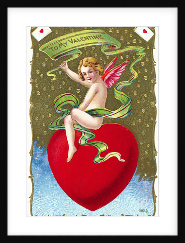 To My Valentine Postcard with Cupid on a Heart by Anonymous