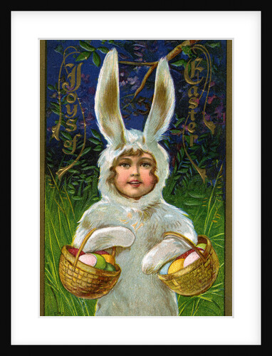 Joys of Easter Postcard with a Child in a Bunny Suit by Anonymous