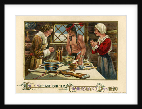 Indian Peace Dinner, Thanksgiving Day 1620 Postcard by John Winsch