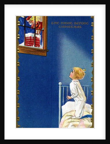 The Night Before Christmas Postcard with a Child Watching Santa by Anonymous