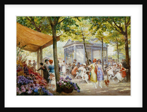 A Parisian Flower Market by Eugene Auguste Francois Deully