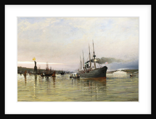Shipping near the Statue of Liberty by Christian Cornelius Dommerson
