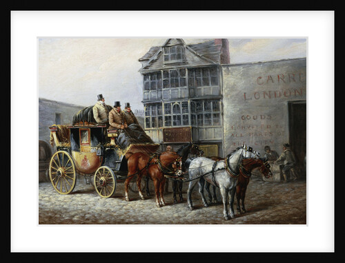 The Bristol Stagecoach Leaving the Fourteen Stars Tavern by John Charles Maggs
